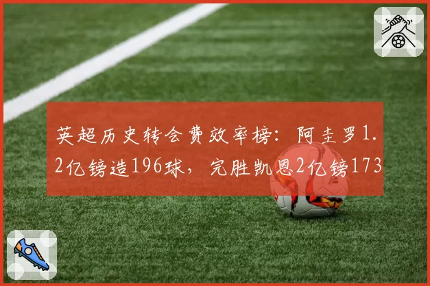 英超历史转会费效率榜：阿圭罗1.2亿镑造196球，完胜凯恩2亿镑173球